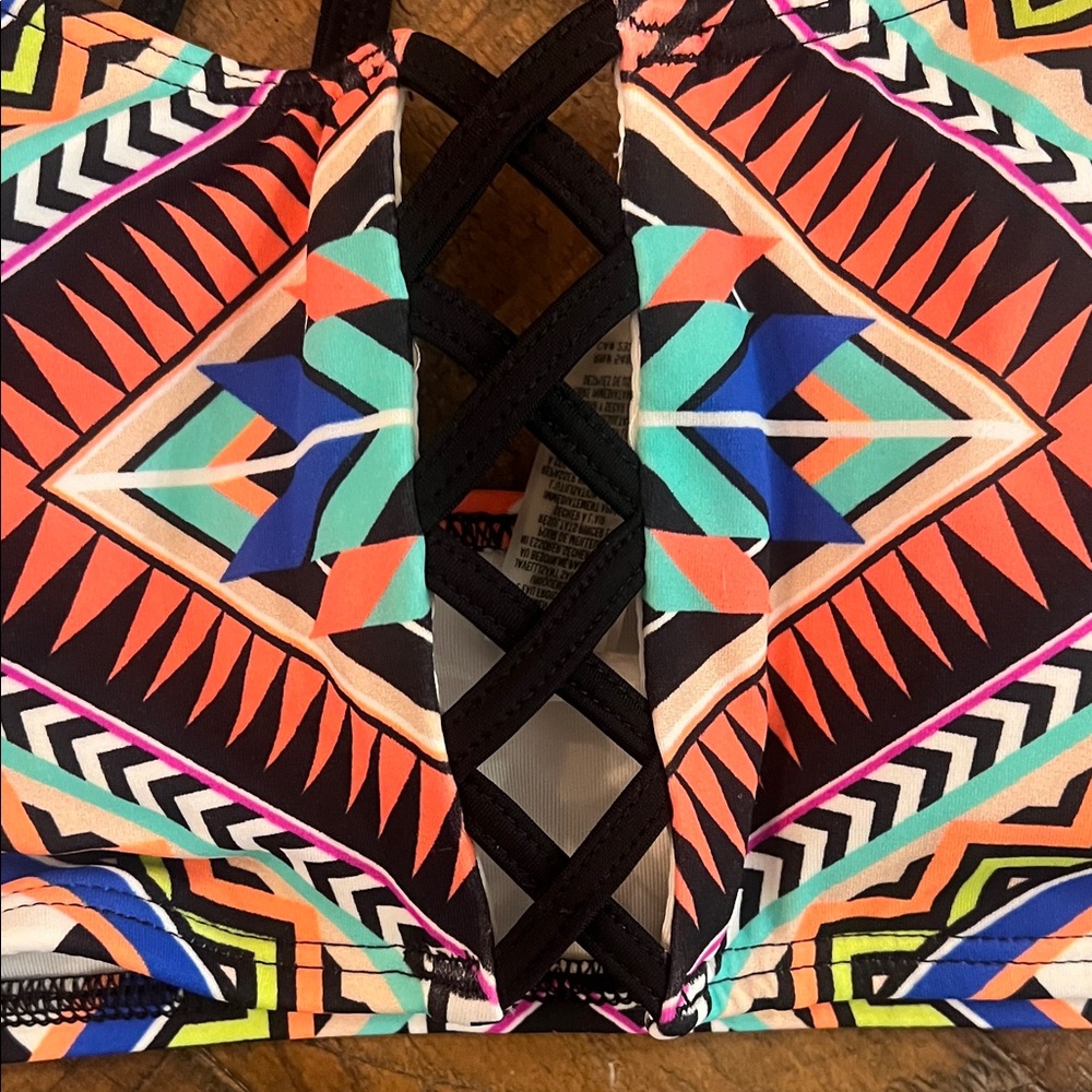 Striped Tribal Print Strappy Swim Bikini Top. Victoria secret pink - Picture 2 of 6